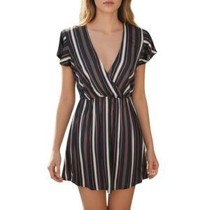 FOREVER 21 BLACK, WHITE & RUST DRESS SZ.S EUC